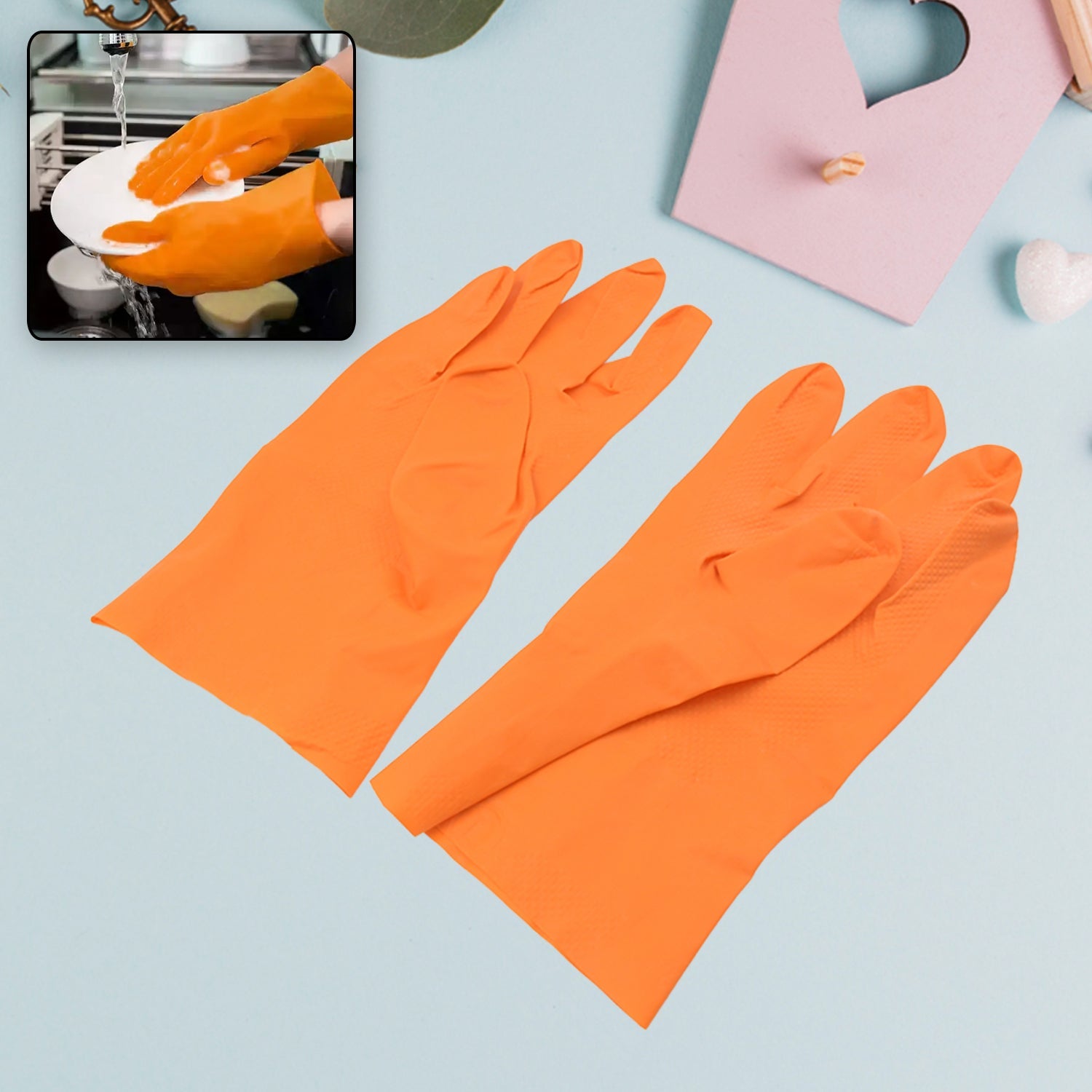 0621 Multipurpose Rubber Reusable Cleaning Gloves, Reusable Rubber Hand Gloves I Latex Safety Gloves I for Washing I Cleaning Kitchen I Gardening I Sanitation I Wet and Dry Use Orange Gloves (1 Pair 40 Gm) 0621 Multipurpose Rubber Reusable Cleaning Gloves, Reusable Rubber Hand Gloves I Latex Safety Gloves I for Washing I Cleaning Kitchen I Gardening I Sanitation I Wet and Dry Use Orange Gloves (1 Pair 40 Gm)